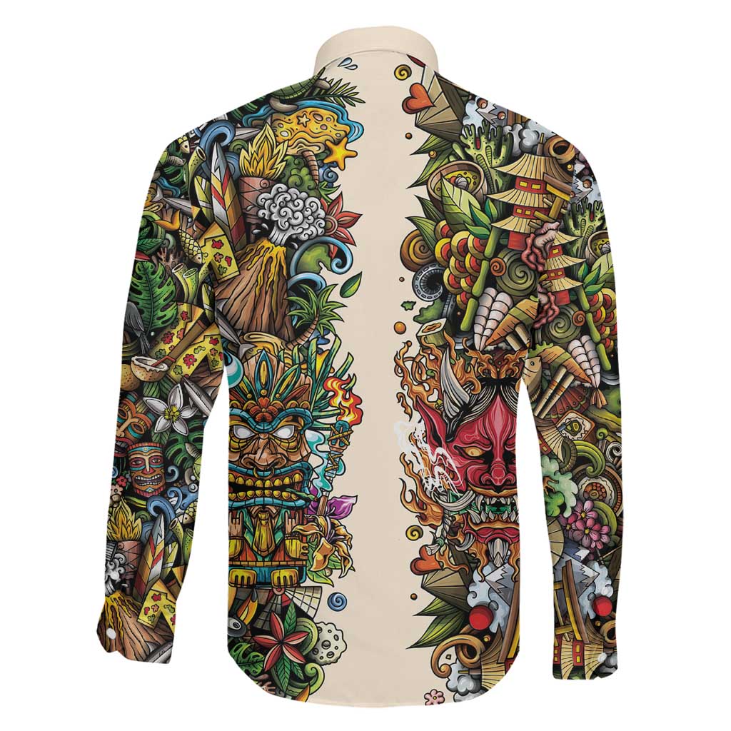 Hawaii And Japan Family Matching Summer Maxi Dress and Hawaiian Shirt Tiki With Oni Mask LT05 - Polynesian Pride