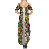 Hawaii And Japan Family Matching Summer Maxi Dress and Hawaiian Shirt Tiki With Oni Mask LT05 - Polynesian Pride