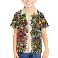 Hawaii And Japan Family Matching Summer Maxi Dress and Hawaiian Shirt Tiki With Oni Mask LT05 Son's Shirt Colorful - Polynesian Pride