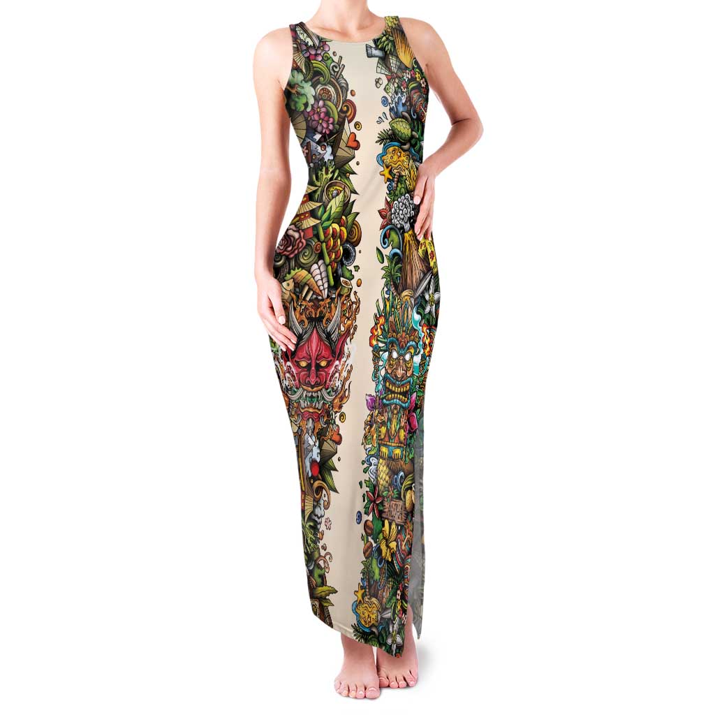 Hawaii And Japan Family Matching Tank Maxi Dress and Hawaiian Shirt Tiki With Oni Mask - Polynesian Pride
