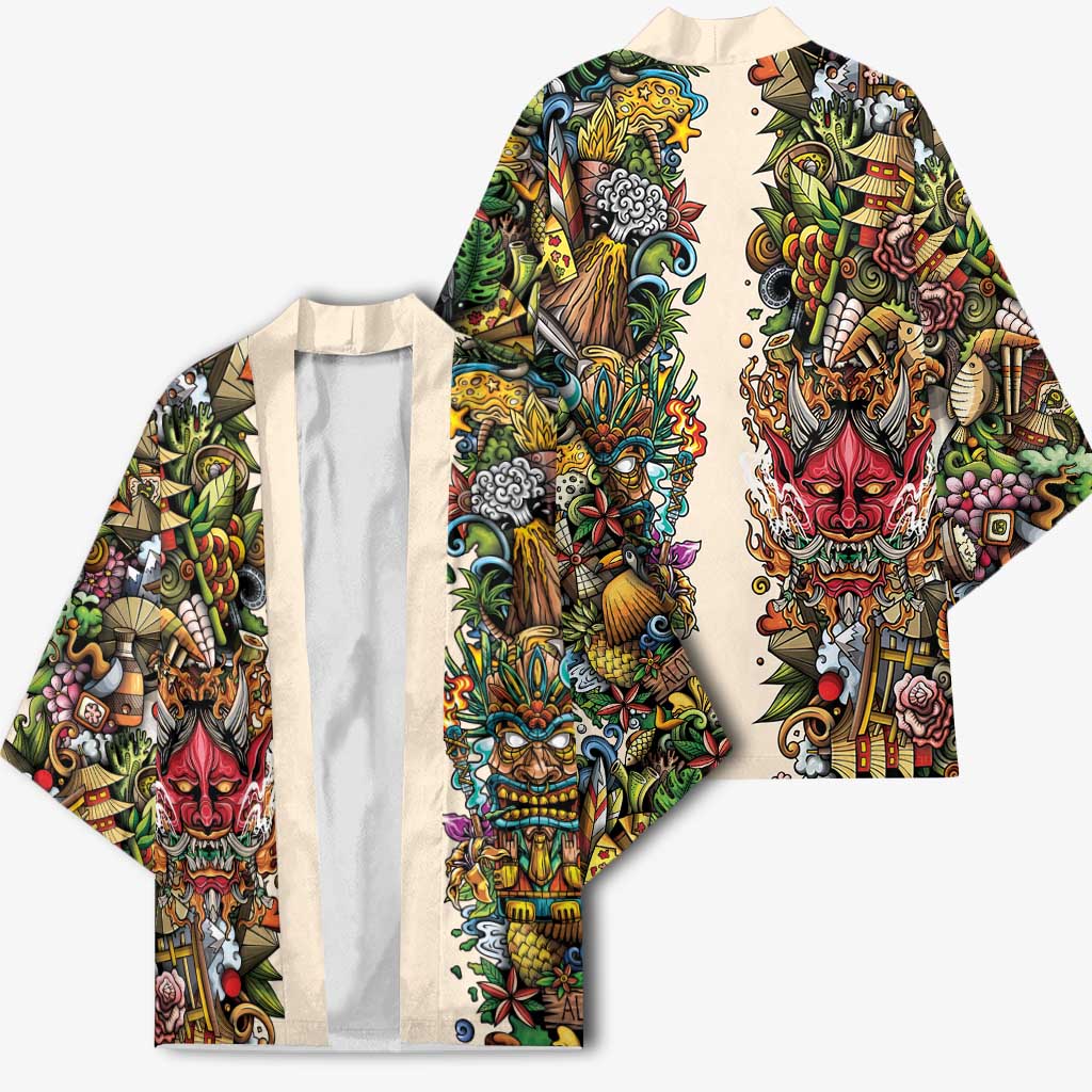 Hawaii And Japan Kimono Tiki With Oni Mask LT05 - Polynesian Pride