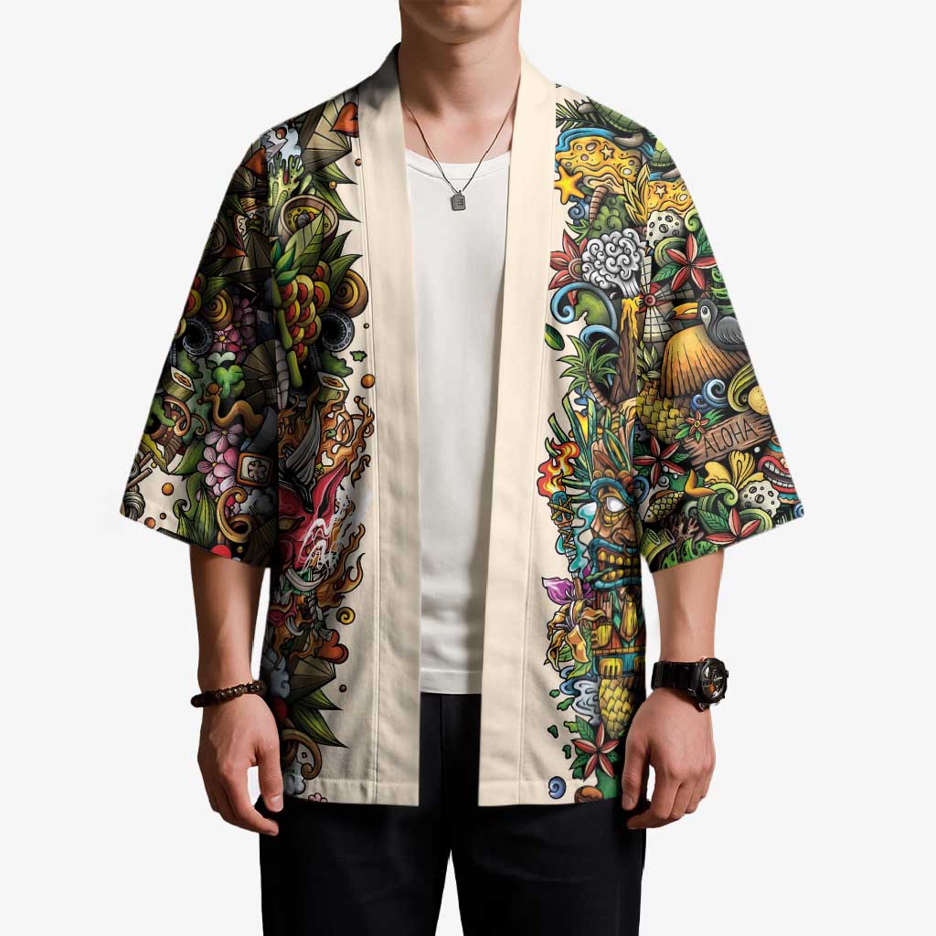 Hawaii And Japan Kimono Tiki With Oni Mask LT05 - Polynesian Pride