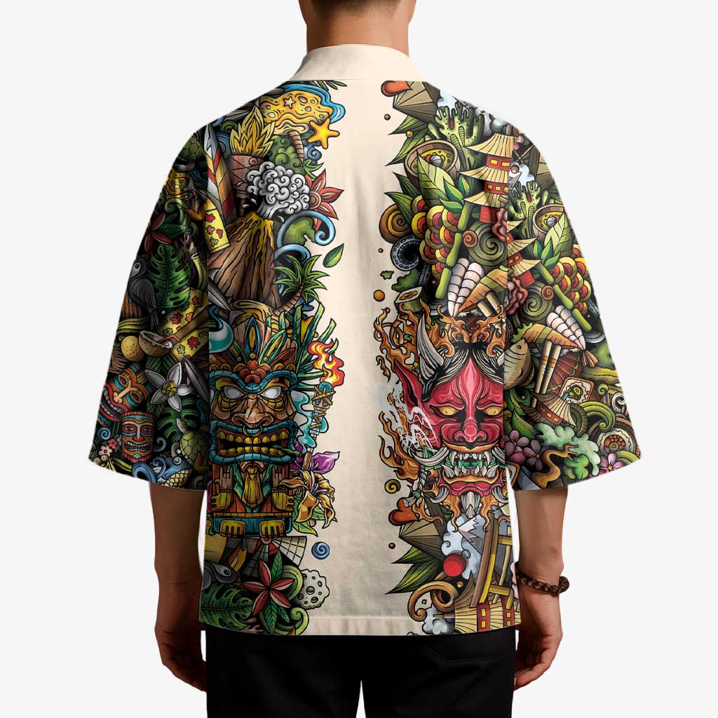 Hawaii And Japan Kimono Tiki With Oni Mask LT05 - Polynesian Pride