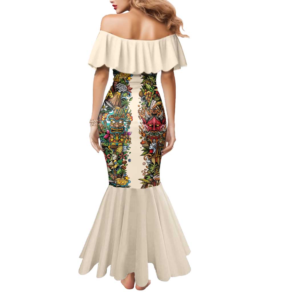 Hawaii And Japan Mermaid Dress Tiki With Oni Mask LT05 - Polynesian Pride
