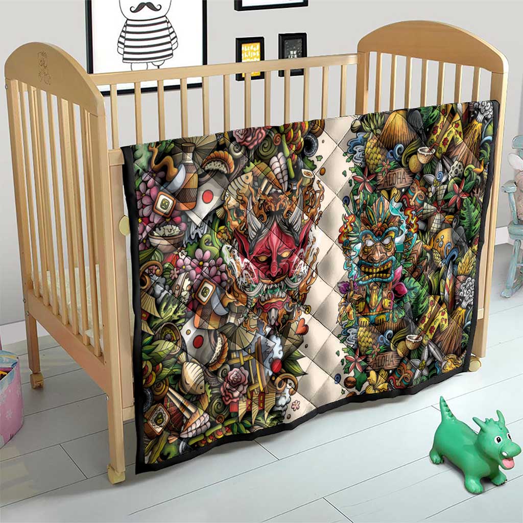 Hawaii And Japan Quilt Tiki With Oni Mask LT05 - Polynesian Pride
