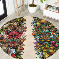 Hawaii And Japan Round Carpet Tiki With Oni Mask LT05 Colorful - Polynesian Pride
