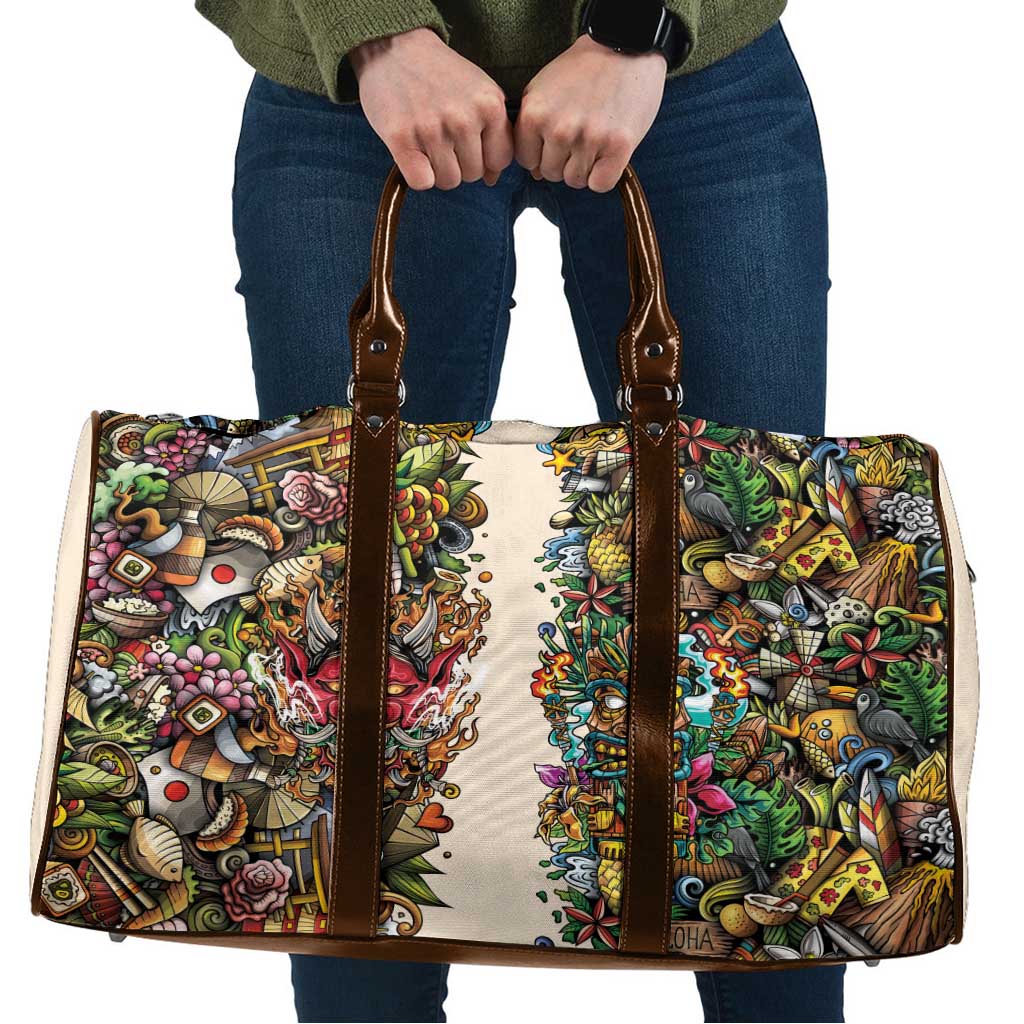 Hawaii And Japan Travel Bag Tiki With Oni Mask LT05 Colorful - Polynesian Pride