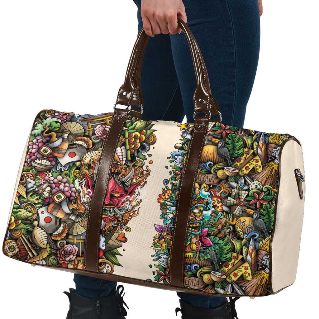 Hawaii And Japan Travel Bag Tiki With Oni Mask LT05 - Polynesian Pride