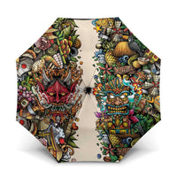 Hawaii And Japan Umbrella Tiki With Oni Mask LT05 One Size Folded 11.42 inch Opened Diameter 37.4 inch Colorful - Polynesian Pride