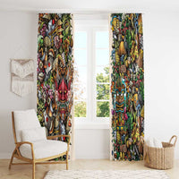 Hawaii And Japan Window Curtain Tiki With Oni Mask LT05 - Polynesian Pride
