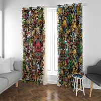 Hawaii And Japan Window Curtain Tiki With Oni Mask LT05 With Grommets Colorful - Polynesian Pride