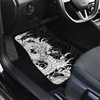 Hawaiian And Japanese Culture Car Mats Irezumi Dragon With Polynesian Pattern Black LT05 - Polynesian Pride