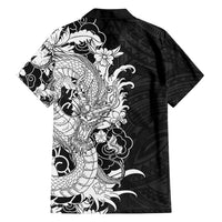 Hawaiian And Japanese Culture Family Matching Mermaid Dress and Hawaiian Shirt Irezumi Dragon With Polynesian Pattern Black LT05 - Polynesian Pride