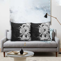 Hawaiian And Japanese Culture Pillow Cover Irezumi Dragon With Polynesian Pattern Black LT05 - Polynesian Pride