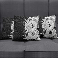 Hawaiian And Japanese Culture Pillow Cover Irezumi Dragon With Polynesian Pattern Black LT05 - Polynesian Pride