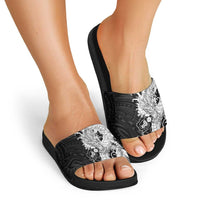 Hawaiian And Japanese Culture Slide Sandals Irezumi Dragon With Polynesian Pattern Black LT05 - Polynesian Pride