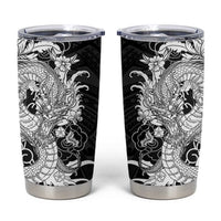 Hawaiian And Japanese Culture Tumbler Cup Irezumi Dragon With Polynesian Pattern Black LT05 Black - Polynesian Pride