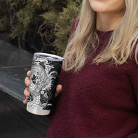 Hawaiian And Japanese Culture Tumbler Cup Irezumi Dragon With Polynesian Pattern Black LT05 - Polynesian Pride