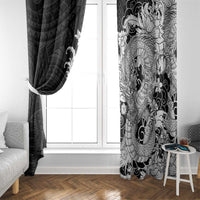 Hawaiian And Japanese Culture Window Curtain Irezumi Dragon With Polynesian Pattern Black LT05 - Polynesian Pride