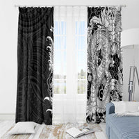 Hawaiian And Japanese Culture Window Curtain Irezumi Dragon With Polynesian Pattern Black LT05 - Polynesian Pride