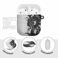 Hawaiian And Japanese Culture AirPods Case Irezumi Dragon With Polynesian Pattern White LT05 - Polynesian Pride
