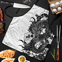 Hawaiian And Japanese Culture Apron Irezumi Dragon With Polynesian Pattern White LT05 White - Polynesian Pride