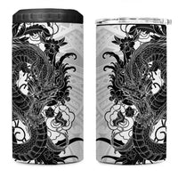Hawaiian And Japanese Culture 4 in 1 Can Cooler Tumbler Irezumi Dragon With Polynesian Pattern White LT05 One Size: 16 oz White - Polynesian Pride