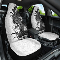 Hawaiian And Japanese Culture Car Seat Cover Irezumi Dragon With Polynesian Pattern White LT05 One Size White - Polynesian Pride