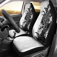 Hawaiian And Japanese Culture Car Seat Cover Irezumi Dragon With Polynesian Pattern White LT05 - Polynesian Pride