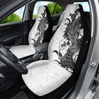 Hawaiian And Japanese Culture Car Seat Cover Irezumi Dragon With Polynesian Pattern White LT05 - Polynesian Pride