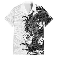 Hawaiian And Japanese Culture Family Matching Tank Maxi Dress and Hawaiian Shirt Irezumi Dragon With Polynesian Pattern White - Polynesian Pride