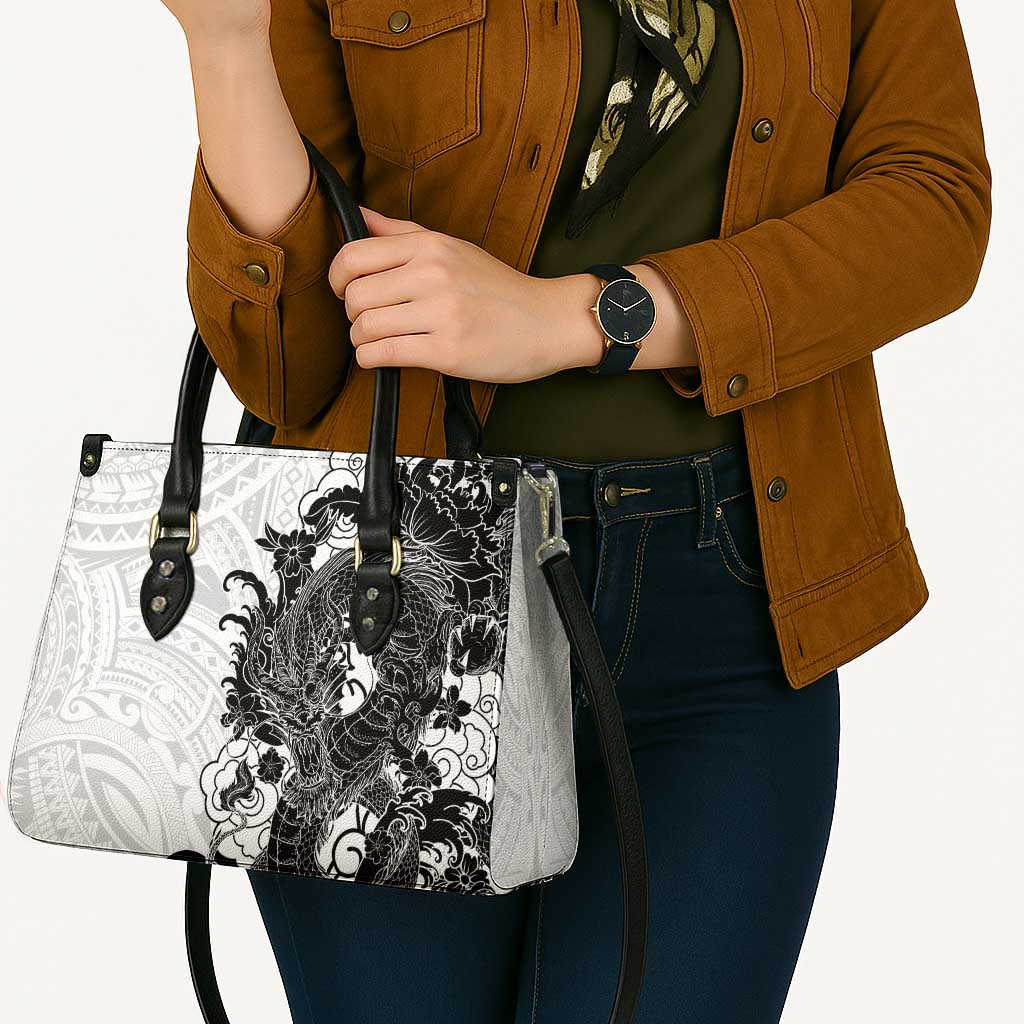 Hawaiian And Japanese Culture Leather Bag Irezumi Dragon With Polynesian Pattern White LT05 - Polynesian Pride