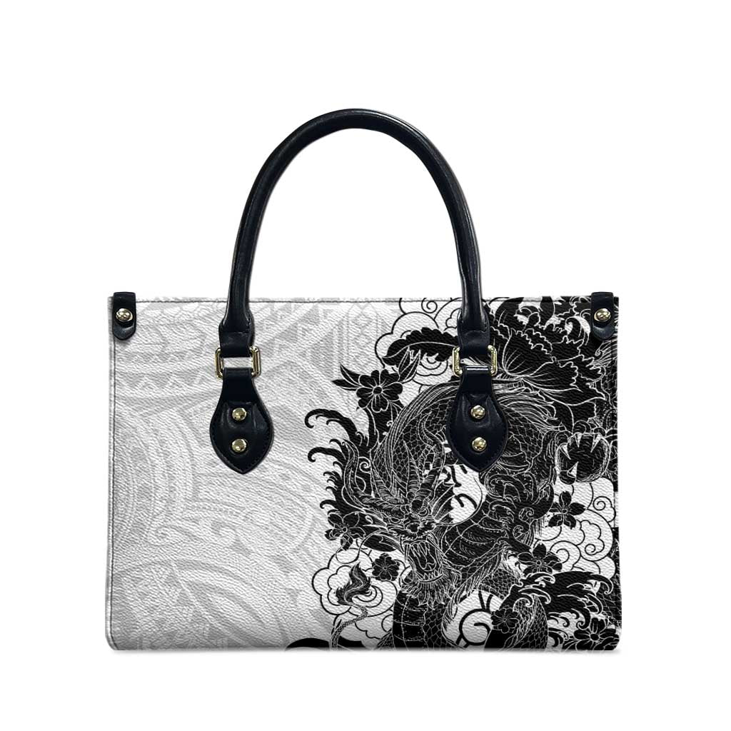 Hawaiian And Japanese Culture Leather Bag Irezumi Dragon With Polynesian Pattern White LT05 - Polynesian Pride