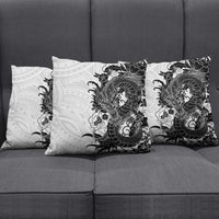 Hawaiian And Japanese Culture Pillow Cover Irezumi Dragon With Polynesian Pattern White LT05 - Polynesian Pride