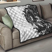 Hawaiian And Japanese Culture Quilt Irezumi Dragon With Polynesian Pattern White LT05 - Polynesian Pride