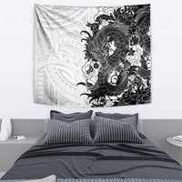 Hawaiian And Japanese Culture Tapestry Irezumi Dragon With Polynesian Pattern White LT05 - Polynesian Pride