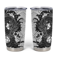 Hawaiian And Japanese Culture Tumbler Cup Irezumi Dragon With Polynesian Pattern White LT05 White - Polynesian Pride