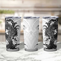 Hawaiian And Japanese Culture Tumbler Cup Irezumi Dragon With Polynesian Pattern White LT05 - Polynesian Pride