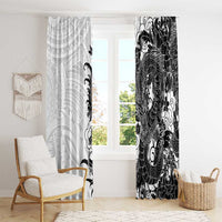 Hawaiian And Japanese Culture Window Curtain Irezumi Dragon With Polynesian Pattern White LT05 - Polynesian Pride