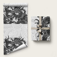Hawaiian And Japanese Culture Wrapping Paper Irezumi Dragon With Polynesian Pattern White LT05 58" × 23" White - Polynesian Pride