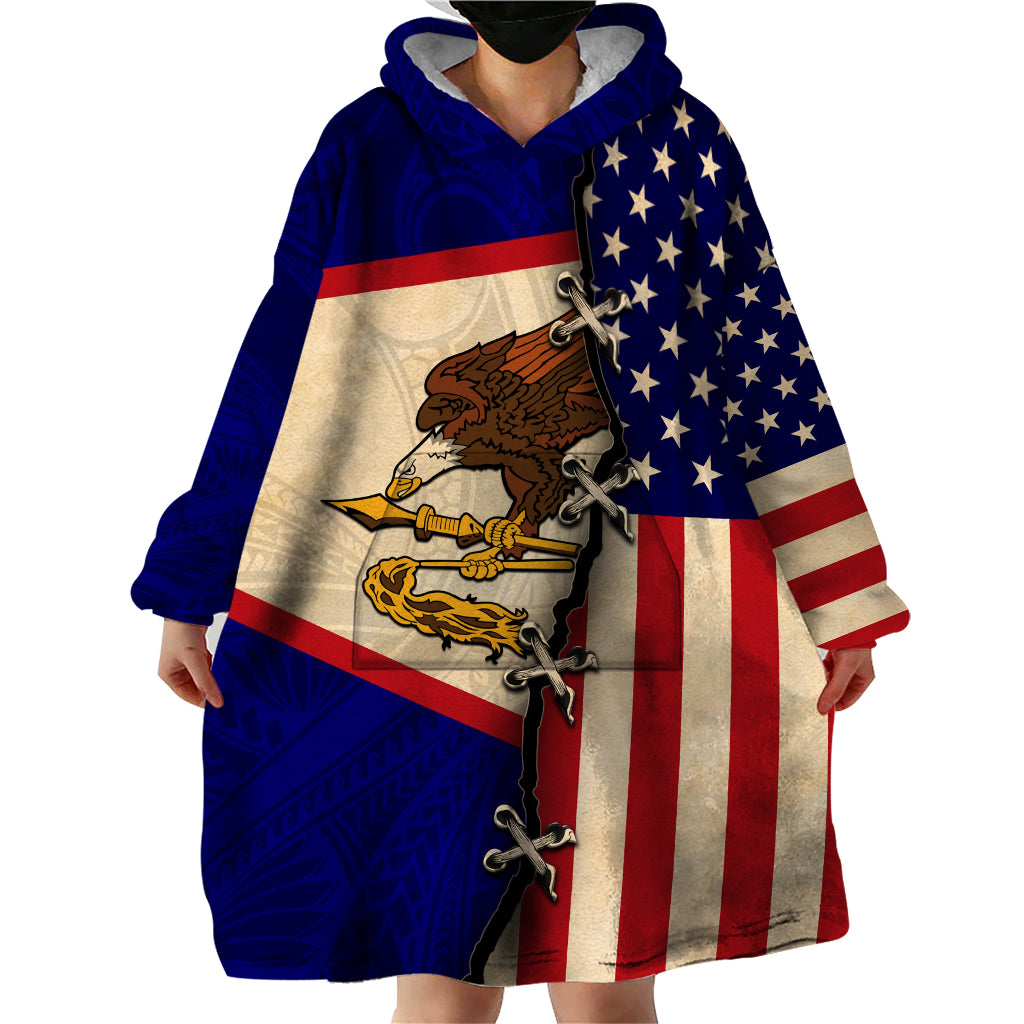 American Samoa Flag Day Wearable Blanket Hoodie Polynesian Tribal Pattern LT05 - Polynesian Pride
