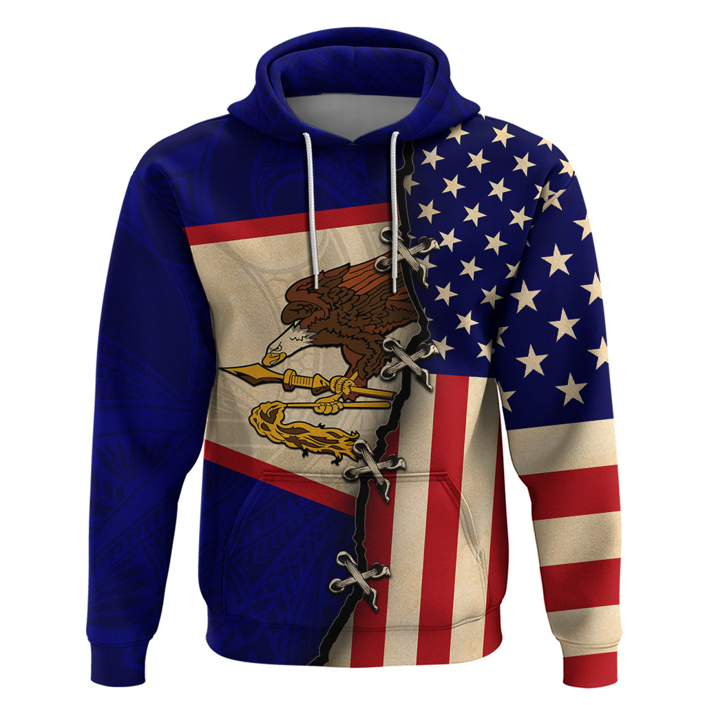 American Samoa Flag Day Zip Hoodie Polynesian Tribal Pattern LT05 Pullover Hoodie Blue - Polynesian Pride
