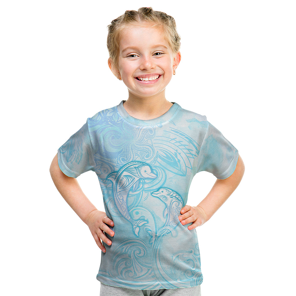 Polynesia Dolphins Under The Sea Kid T Shirt Simple Style LT05 Baby Blue - Polynesian Pride