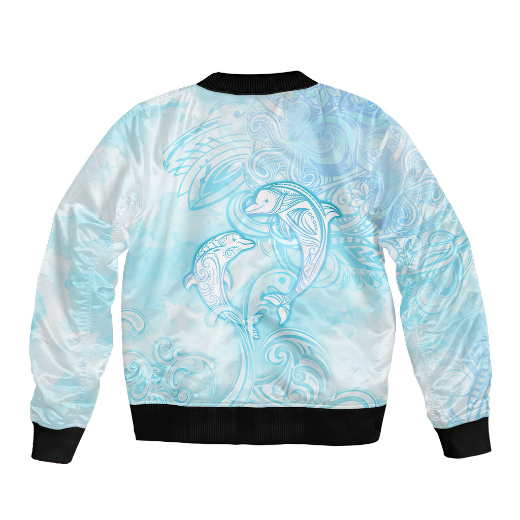Polynesia Dolphins Under The Sea Sleeve Zip Bomber Jacket Simple Style LT05 - Polynesian Pride