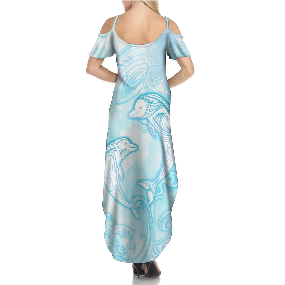 Polynesia Dolphins Under The Sea Summer Maxi Dress Simple Style LT05 - Polynesian Pride