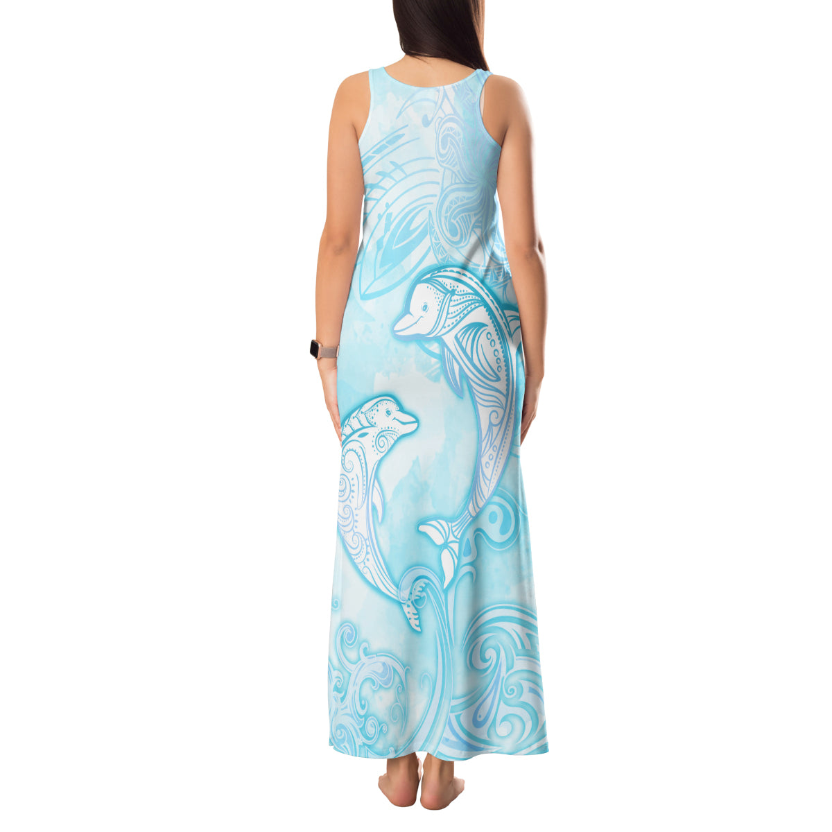 Polynesia Dolphins Under The Sea Tank Maxi Dress Simple Style LT05 - Polynesian Pride