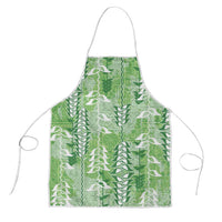 Green Hawaii Tapa Pattern Apron With Heliconia Vintage Style