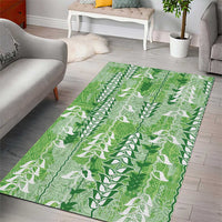 Green Hawaii Tapa Pattern Area Rug With Heliconia Vintage Style