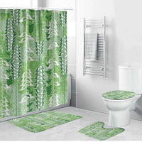 Green Hawaii Tapa Pattern Bathroom Set With Heliconia Vintage Style