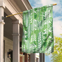 Green Hawaii Tapa Pattern Garden Flag With Heliconia Vintage Style